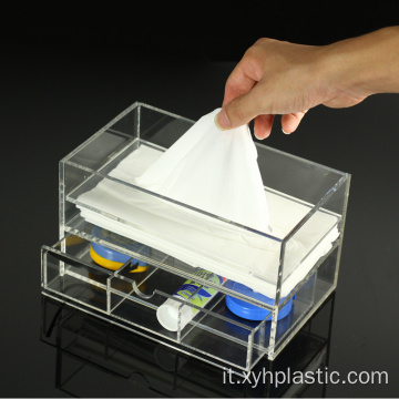 scatola organizer per fazzoletti in acrilico colorato trasparente
